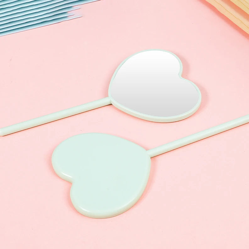Zonyin Cheap Promotion Gift Cute Mini Heart Hand Cosmetic Mirror Custom Logo Small Love Handheld Makeup Mirror for Women Girls