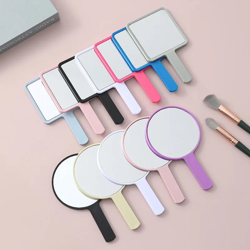 Zonyin Hot Sale Portable Square Round Makeup Mirror Small Handheld Cosmetic Hand Mirror for Girls Woman With Custom Logo
