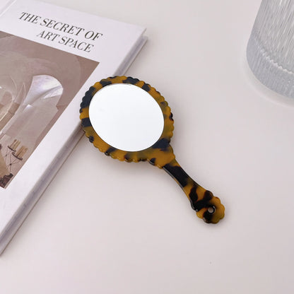 Zonyin Acetate Handheld Retro Oval Travel Mirror Mini Portable Makeup Mirror Daily Cosmetic Makeup Hand Mirror with Handle