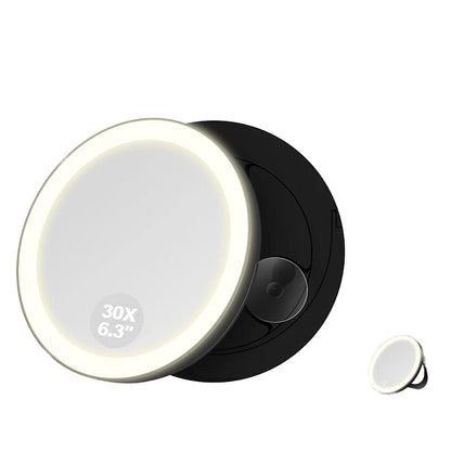 Zonyin Single Side 5X/10X Magnifying LED Light Round Cosmetic Mirror with 3 Suction Cups Personalized Wall Mounted Foldable