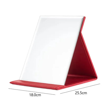 Factory Direct Silver Finish Foldable Square Glass Frame Cosmetic Mirror with Magnifying Feature for Desktop Use