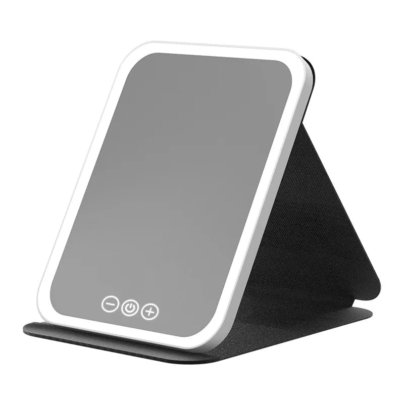 Zonyin Hot Selling LED Light Cosmetic Mirror Portable Folding Desktop Vanity Mirror Foldable Desktop Makeup Mirror for Women