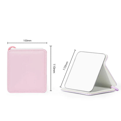 Zonyin Pink Purple Blue Macron Color Pu Leather Folding Makeup Mirror Portable Travel Standing Desktop Vanity Cosmetic Mirrors