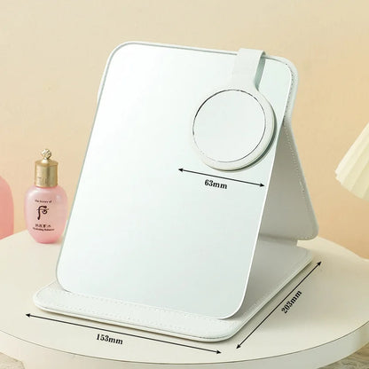 Zonyin High Quality Foldable Pu Leather Makeup Mirror Custom Logo Outdoor Portable Travel Mirror with 10X Magnifying Mirror