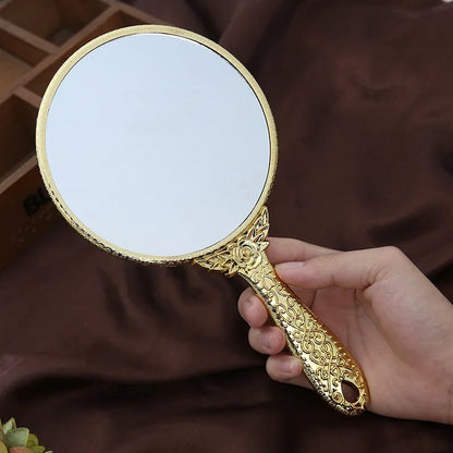 Zonyin Wholesale Plastic Handheld Makeup Mirror Oval Retro Travel Cosmetic Mirror with Portable Hand Held Mirror for Women Girls