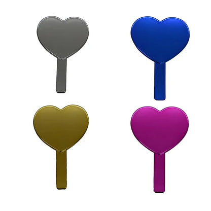 Zonyin Wholesale Cute Plating Silver Hand Held Mirror Custom Logo Plastic Lovely Lady Heart Handheld Makeup Mirror With Handle