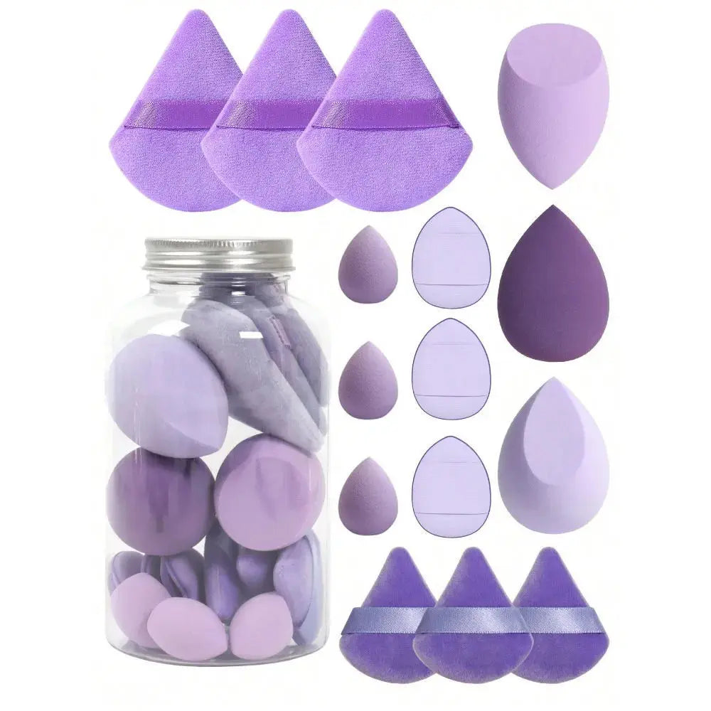 15-piece Mini Triangle Finger Makeup Puff Flocking Air Cushion Makeup Sponge Set Combination Beauty Soft Feature Blending Makeup
