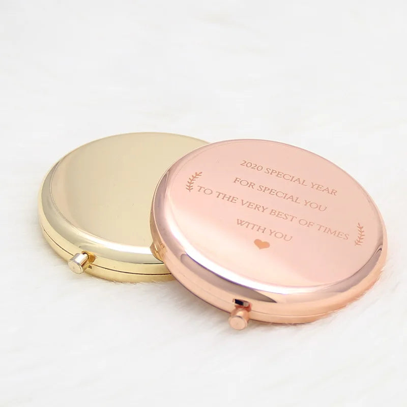Zonyin Customized Logo Double Sided Compact Metal Cosmetic Mirror New Style Small Pocket Wedding Souvenirs Makeup Mirror