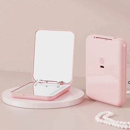 Zonyin Cheap Portable Double-sided ABS LED Compact Travel Pocket Makeup Mirror 1X/2X Magnification Cosmetic Mirror with Light
