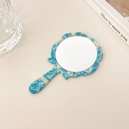 Zonyin Wholesale Rose Handheld Acetate Makeup Mirror Portable Compact Small Travel Mirror Acetate Beauty Salon Cosmetic Mirror
