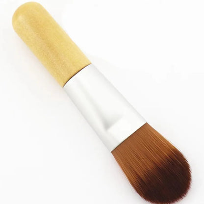 Zonyin Custom logo Face Mask Brush with Short Wooden Handle Portable Nylon Fiber Makeup Foundation Brush Applicator for Women