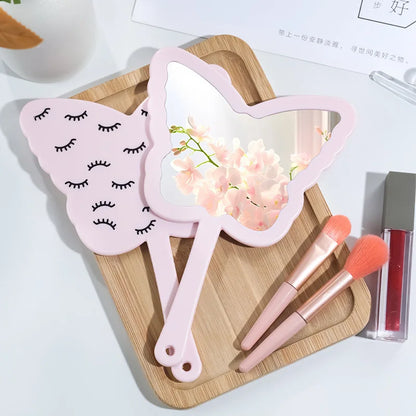 Zonyin New Product Cosmetic Lash Mirror Black Butterfly-shaped Portable Lash Printed Handheld Makeup Mirror for Beauty Salon