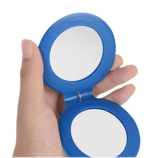 Zonyin Travel Round Compact Pocket Mirror Pink Promotion Cheap Custom Logo Hand Portable Folding Cosmetic Mirror for Keychain