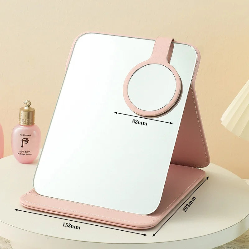 Zonyin High Quality Foldable Pu Leather Makeup Mirror Custom Logo Outdoor Portable Travel Mirror with 10X Magnifying Mirror