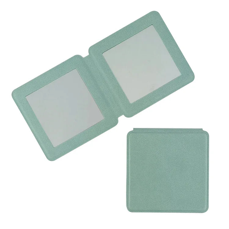 Zonyin New Design Double-Sided Round Pocket Mirror 1X 2X Magnifying Pu Leather Small Compact Makeup Mirror for Women