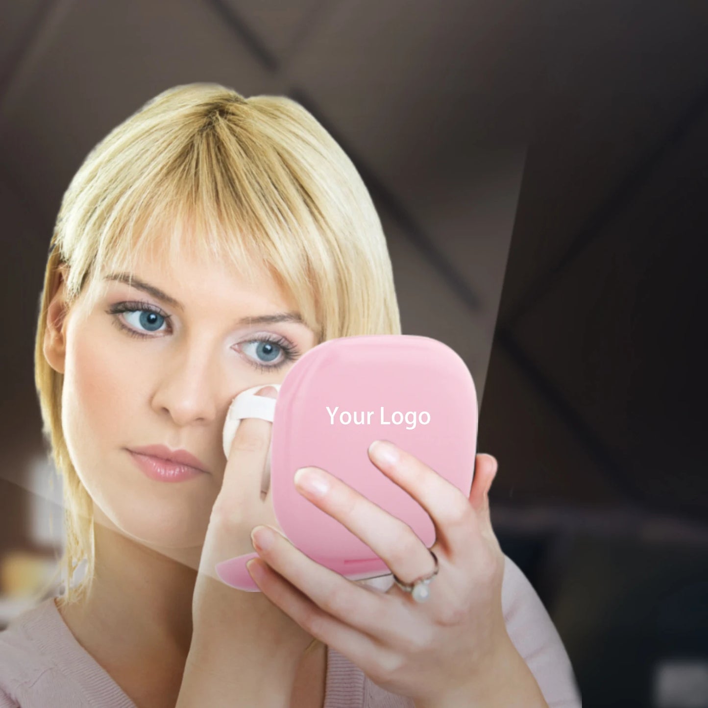 Zonyin Rechargeable Compact Makeup Mirror Dual-Sided LED Lights 5X Magnification Portable Cosmetic Mirror with Square Design