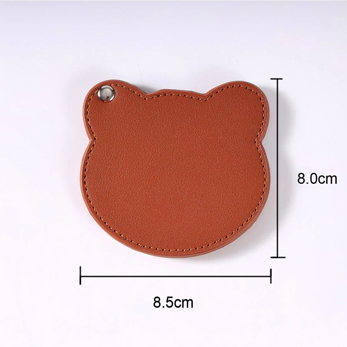 Zonyin Customized Personalized Logo Pu Leather Glass Mirror Lovely Black Bear Shaped Pocket Makeup Mirrors for Travel