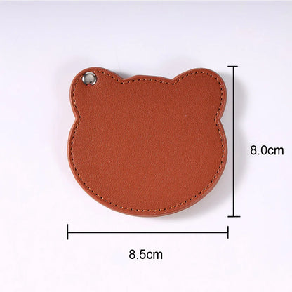 Zonyin Customized Personalized Logo Pu Leather Glass Mirror Lovely Black Bear Shaped Pocket Makeup Mirrors for Travel