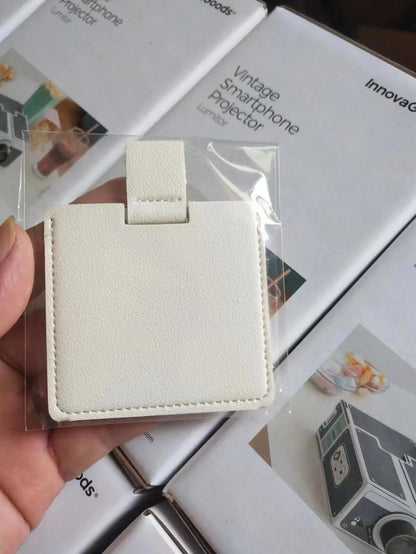 Zonyin Promotion Gift Cheap Square Shaped Pu Leather Small Mirror No Break Stainless Steel Metal Pocket Mirror with Custom Logo