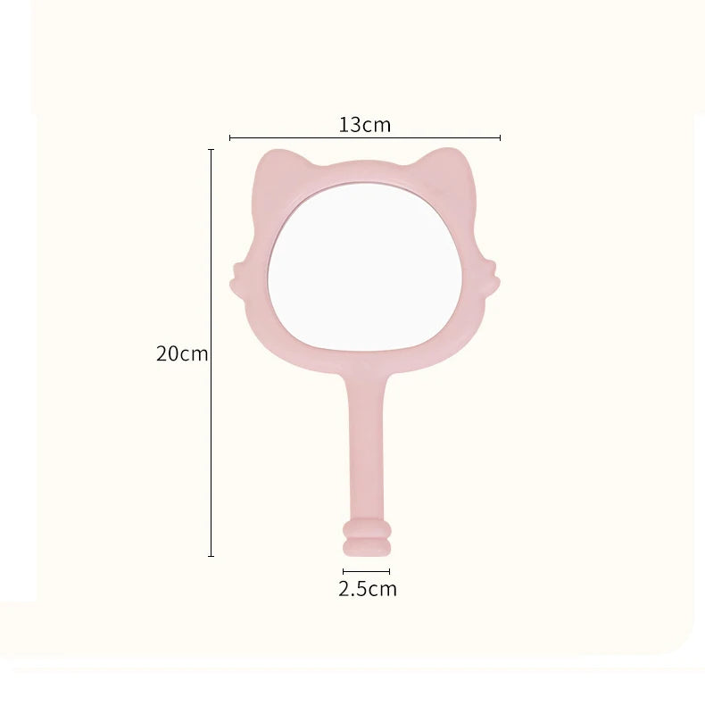 Zonyin New Design Plastic Cartoon Cute Cat Shape Portable Handheld Makeup Mirror Salon Hand Held Mirror Cosmetic Mirror for Girl