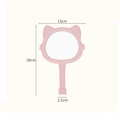 Zonyin New Design Plastic Cartoon Cute Cat Shape Portable Handheld Makeup Mirror Salon Hand Held Mirror Cosmetic Mirror for Girl