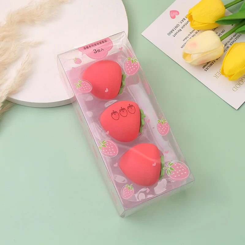 Zonyin Hot Sales 3 Packs Fruit Makeup Sponge Set Soft Latex Free Beauty Sponge Blender Face Cosmetic Sponge for Make up