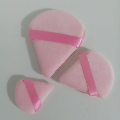 Zonyin Wholesale 3pcs Black Velvet Triangle Powder Puff Custom Logo Soft Mini Large Face Powder Puff for Make up