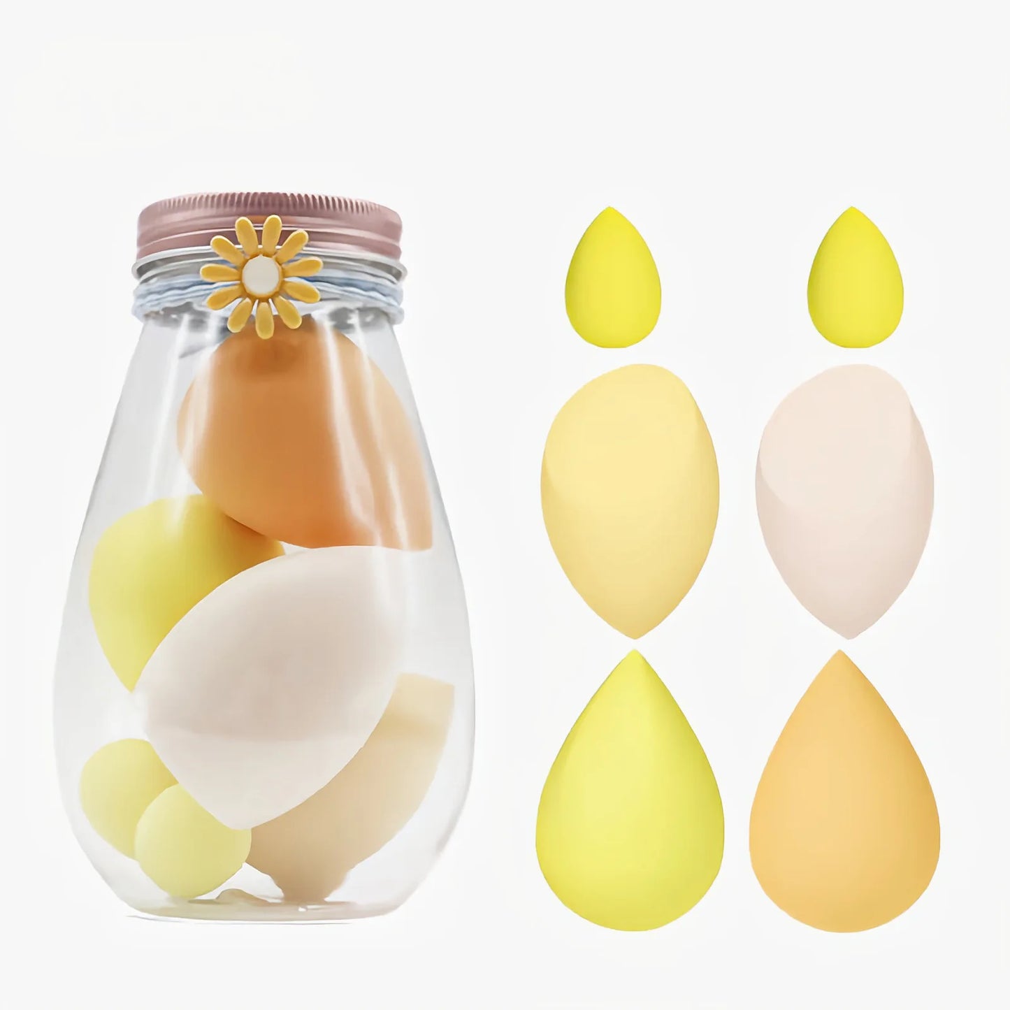 High Resilience 6Pcs Teardrop Mini Beauty Makeup Tools Blender Puff Foundation Blending Makeup Sponge Set With Bottle Box