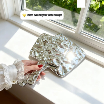Zonyin New Luxury Square Electroplated Silver Cosmetic Mirror Handheld Makeup Mirror with Customized logo for Woman and Girls
