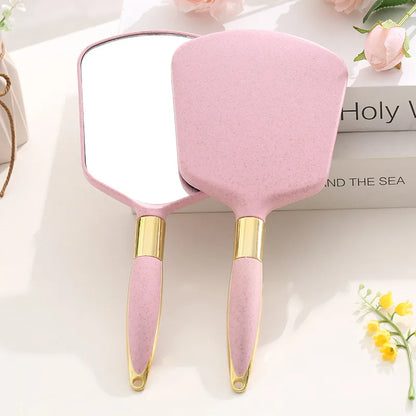 Zonyin Promotion Retro Plastic Round Handheld Cosmetic Mirror Custom Private Label Portable Square Makeup Mirror with Handle