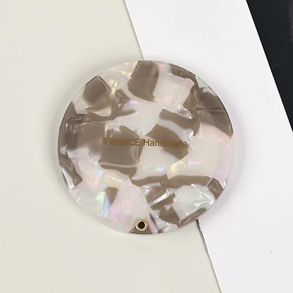 Zonyin Vintage Round Acetate Makeup Mirror Foldable Handheld Mirror Compact Small Circular Pocket Cosmetic Mirror for Purse