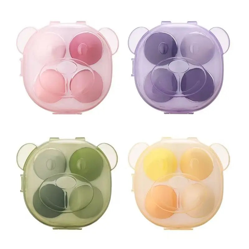 4pcs Portable Travel Size Colorful Bear Box Makeup Blender Sets Beauty Egg Puff Latex Free Powder Foundation Makeup Sponge