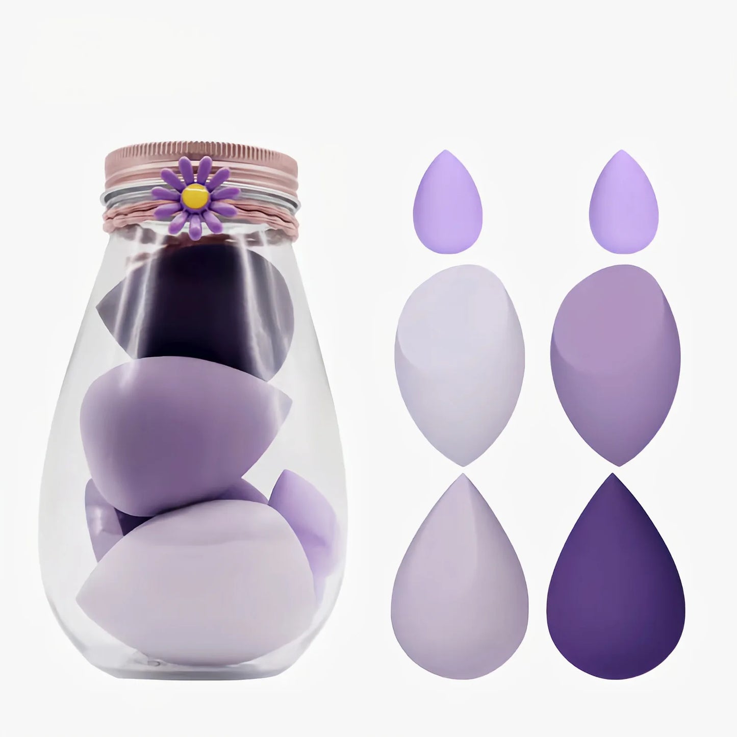 High Resilience 6Pcs Teardrop Mini Beauty Makeup Tools Blender Puff Foundation Blending Makeup Sponge Set With Bottle Box