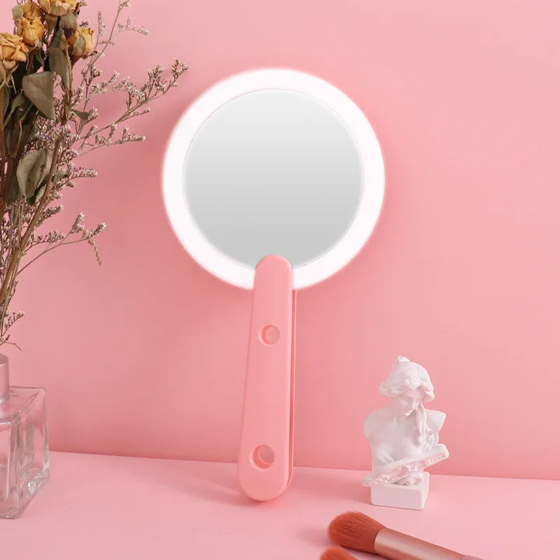 Zonyin OEM Private Label Handheld Compact Led Lights Travel Small Portable Cosmetic Espejo Makeup Led Mirror Led Pocket Mirror