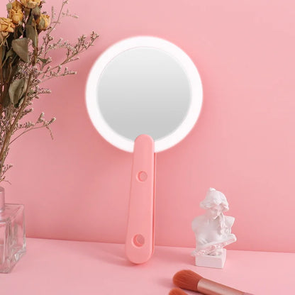 Zonyin OEM Private Label Handheld Compact Led Lights Travel Small Portable Cosmetic Espejo Makeup Led Mirror Led Pocket Mirror