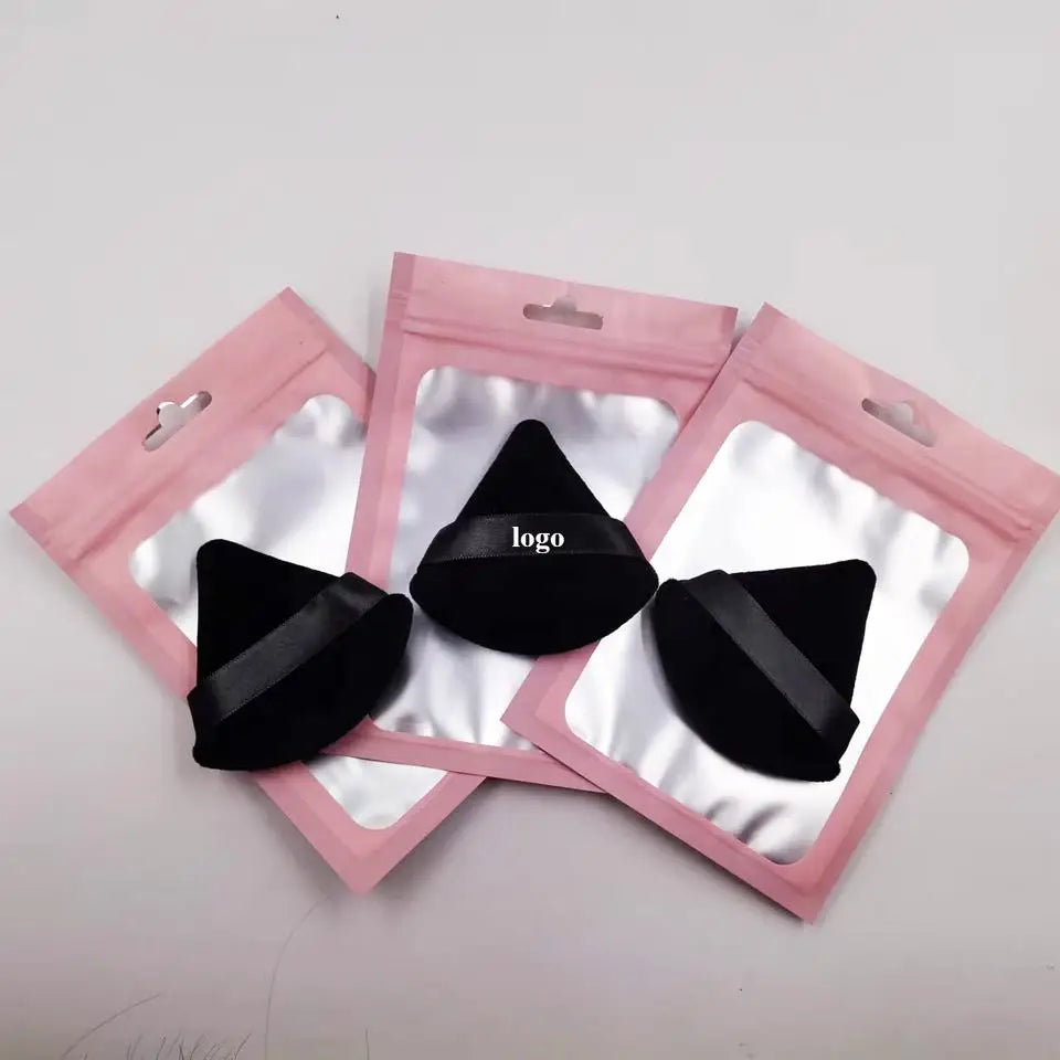 Zonyin Top Seller Triangle Powder Puff Makeup Sponge Soft Velour Cosmetic Puff Black Velvet Loose Powder Puffs for Face