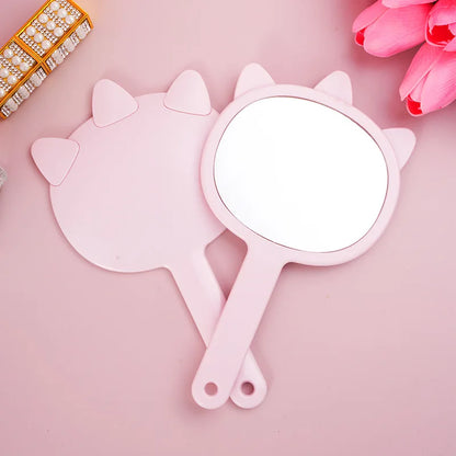 Zonyin Promotion Wholesale Custom Logo Handle Hand Cosmetic Mirror Cartoon Plastic Pocket Mirror Handheld Vanity Makeup Mirror