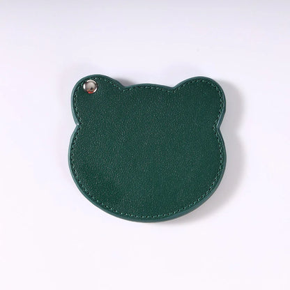 Zonyin Customized Personalized Logo Pu Leather Glass Mirror Lovely Black Bear Shaped Pocket Makeup Mirrors for Travel