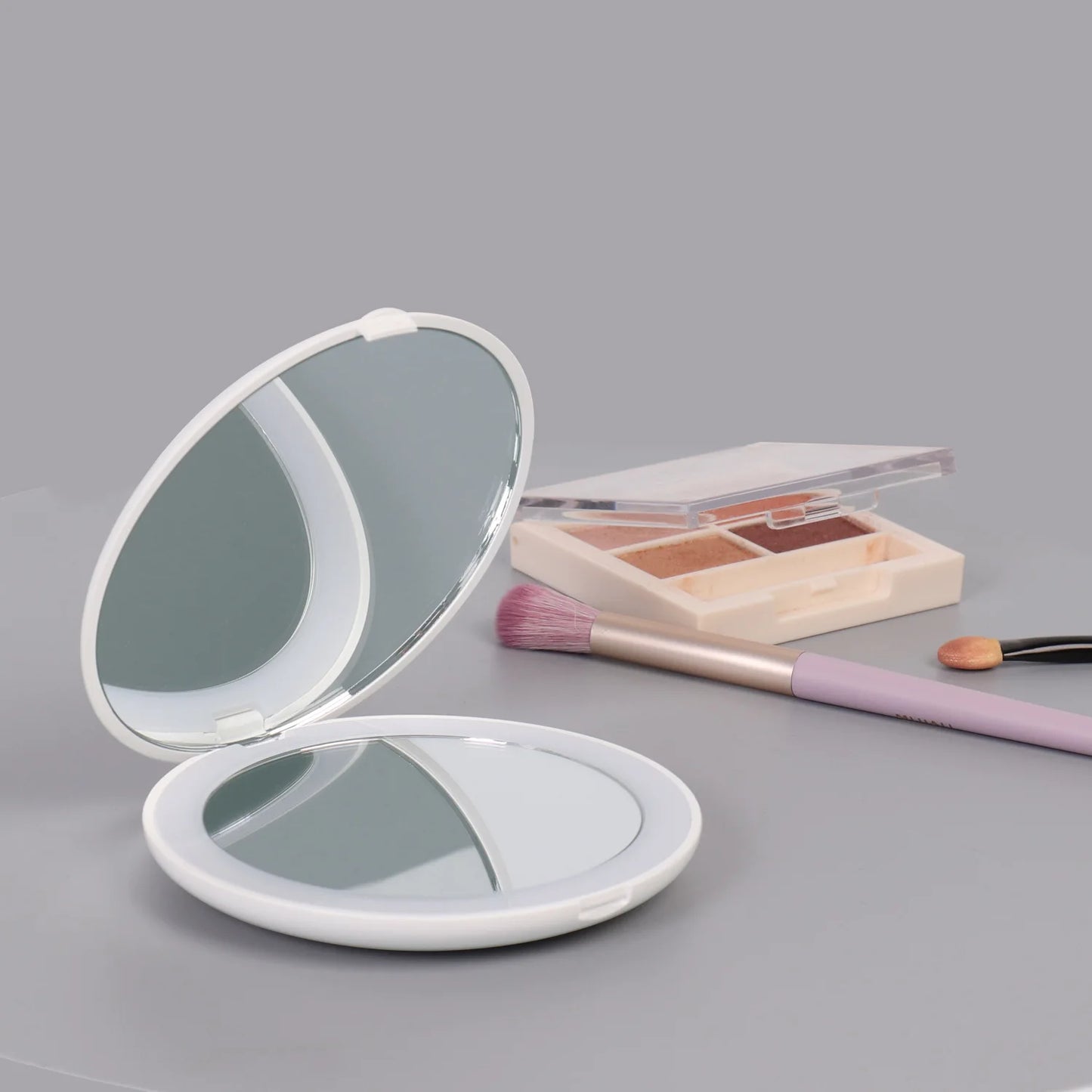 Zonyin Travel Small Portable Makeup Mirror with LED Mini Compact HandHeld Makeup Mirror 1X/10X Magnification Mirror