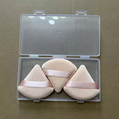 Zonyin Wholesale Cheap Washable Reusable Velvet Face Cosmetic Puffs Super Soft Nude Velour Triangle Powder Puff Cus