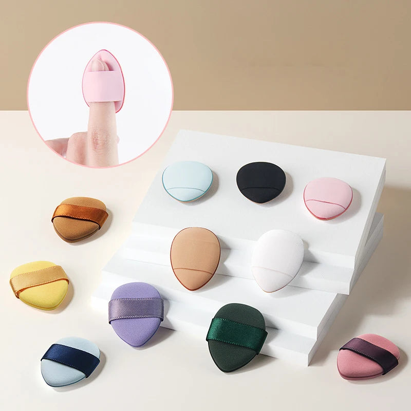 Zonyin New Cute Brown Green Purple Pink Yellow Finger Puff Small Foundation Puff for Make up
