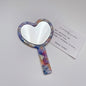 Zonyin Fashionable Heart-Shaped Cosmetic Mirror Cute Acetate Marble Finish Personalized Portable Makeup Mirror for Girls Travel