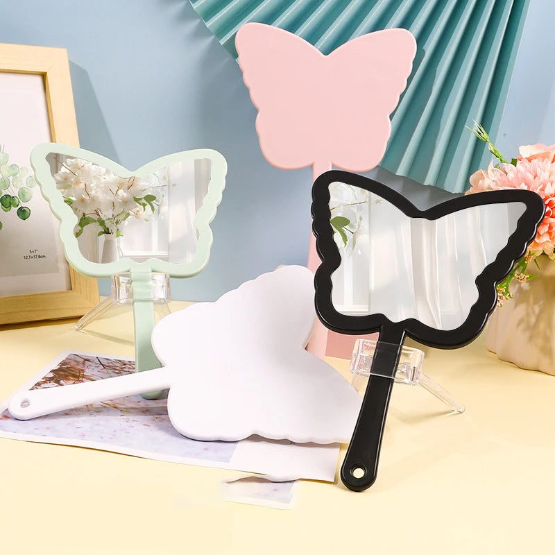 Zonyin 2025 New Plastic Travel Makeup Mirror Butterfly Shape Makeup Hand Mirror Vanity Cosmetic Mirror With Customized Logo