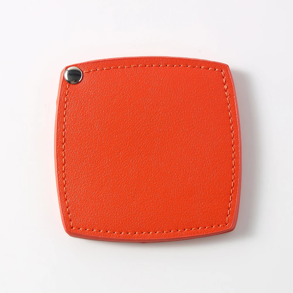 Zonyin Customized Logo Portable Square-Shape Vanity Makeup Mirror Travel Folding Pu Leather Pocket Compact Mirror for Girls Gift