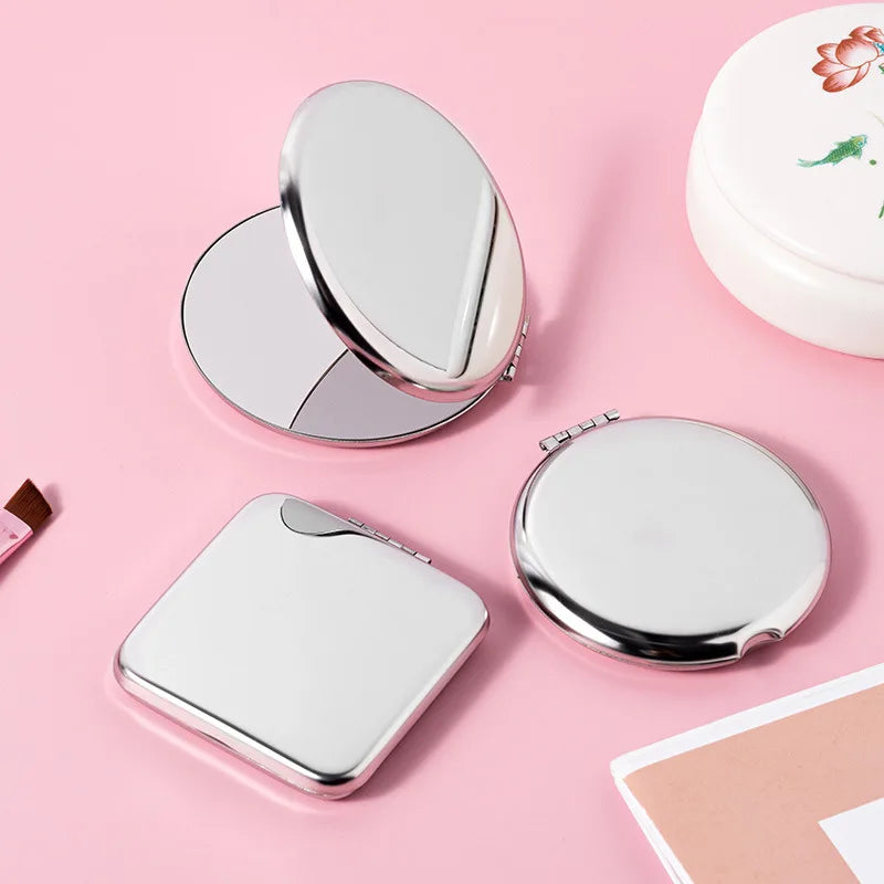 Zonyin New Arrival Square Stainless Steel Makeup Pocket Mirror Dual Side Small Cosmetic Mirror With Foldable Travel Mirror