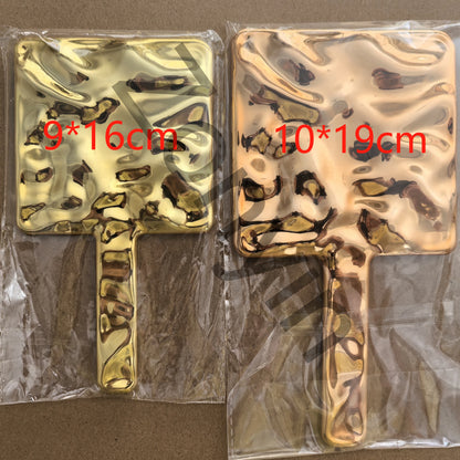 Zonyin Wholesale Square Electroplated Cosmetic Mirror Water Ripples Handheld Silver Pocket Makeup Mirror with Customized logo