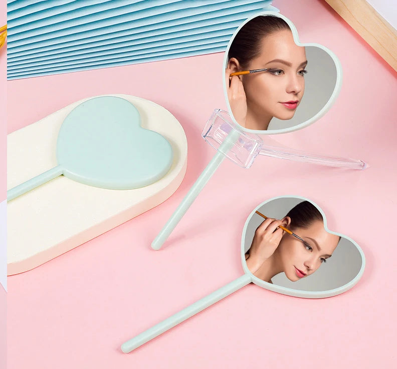 Zonyin Cheap Promotion Gift Cute Mini Heart Hand Cosmetic Mirror Custom Logo Small Love Handheld Makeup Mirror for Women Girls