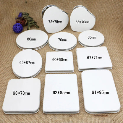 Zonyin Customized Design Double Sided Folding Compact Mirror White Pink PU Leather Pocket Mirror With 2x Magnifying for Travel