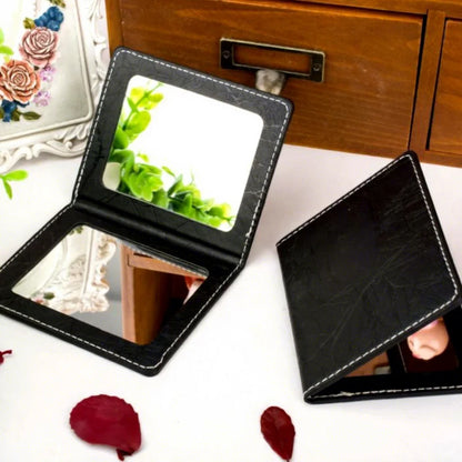 Zonyin Wholesale square PU Leather Makeup Mirror Portable Crocodile Skin Compact Pocket Mirror Cosmetic Travel Mirror for Girl