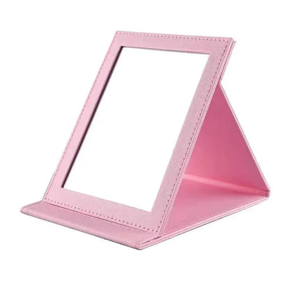 Foldable Square Cosmetic Leather Full Edge Portable Student Princess Style High-definition Dressing Mirror Durable Anti-fall